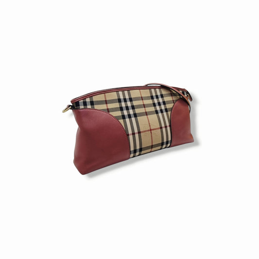 Burberry Horseferry Check Canvas Chichester Crossbody Ghw (Dark Pink)