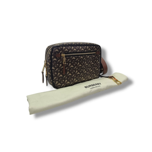 Burberry Men Canvas TB Print Crossbody Ghw ( Bridle Brown)