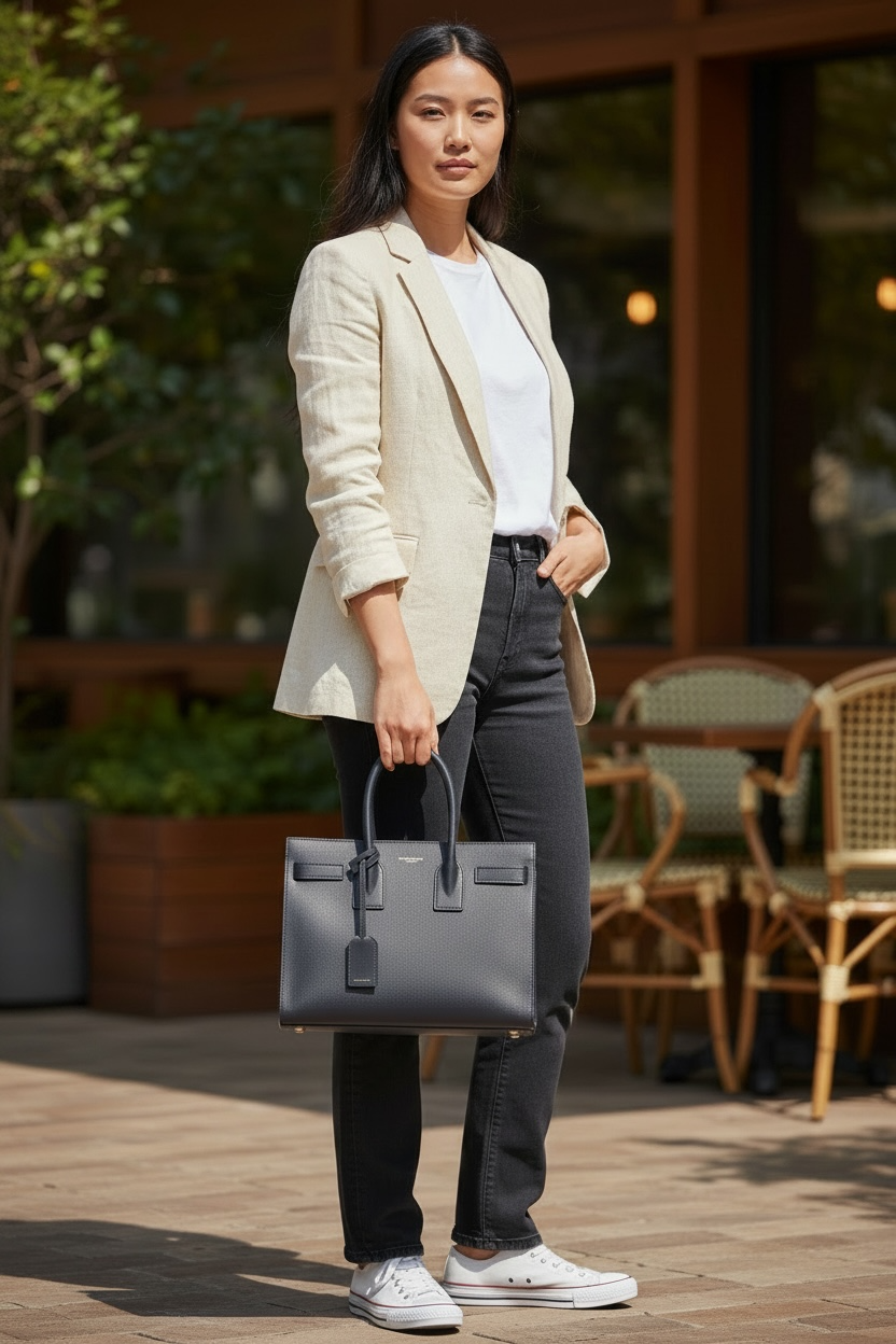 YSL Sac De Jour Smooth Leather Small Tote Bag Ghw (Black)