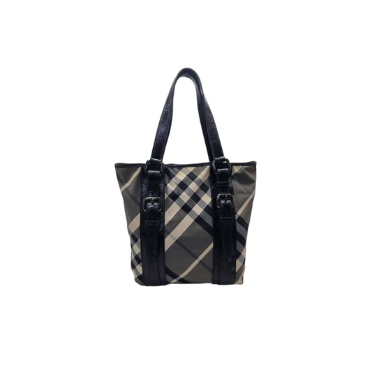 Burberry Beat Check Victoria Nylon Leather Shoulder Bag Shw (Black)