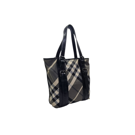 Burberry Beat Check Victoria Nylon Leather Shoulder Bag Shw (Black)