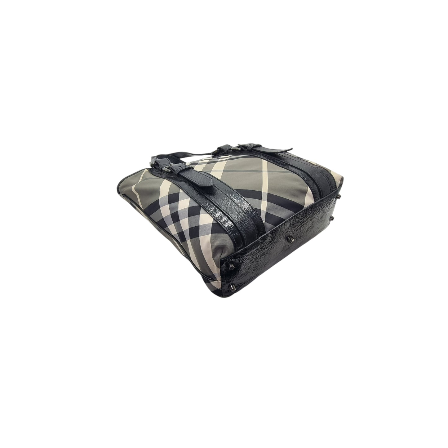Burberry Beat Check Victoria Nylon Leather Shoulder Bag Shw (Black)