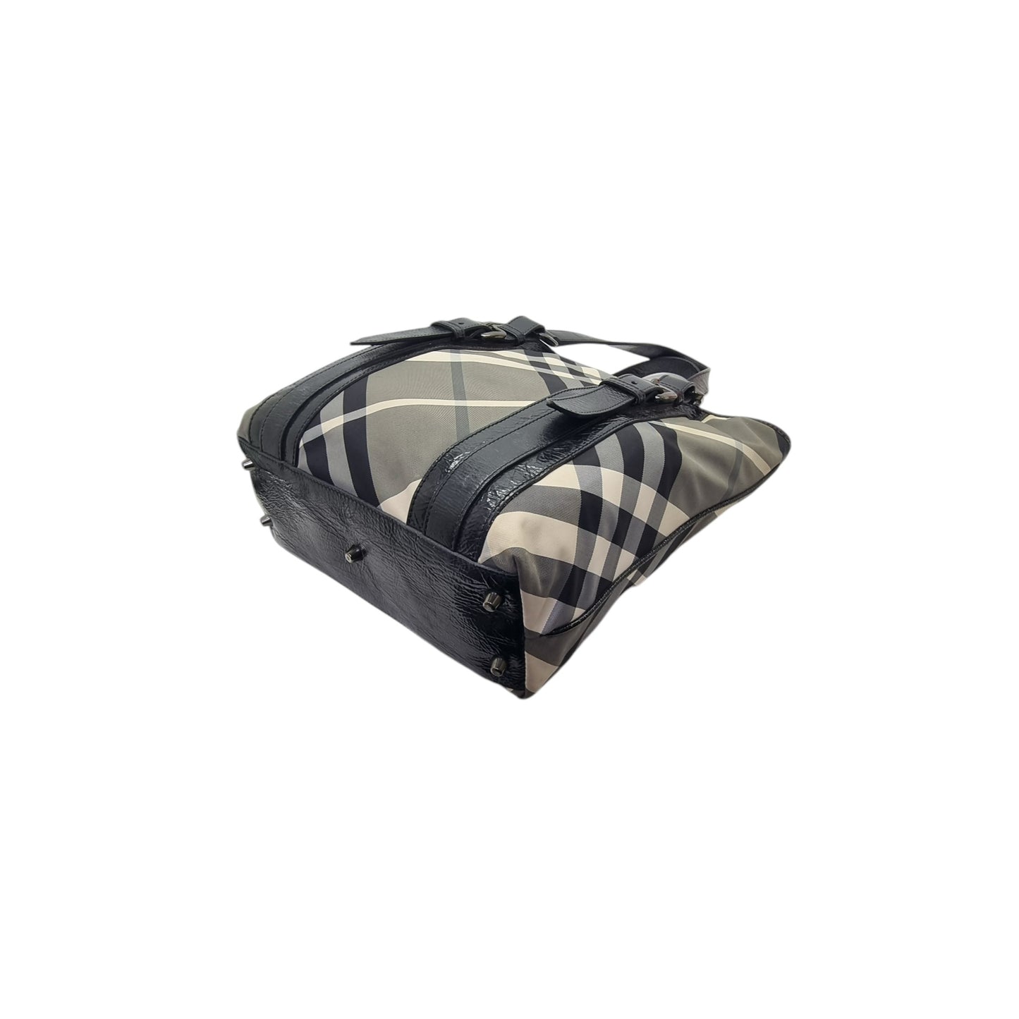 Burberry Beat Check Victoria Nylon Leather Shoulder Bag Shw (Black)