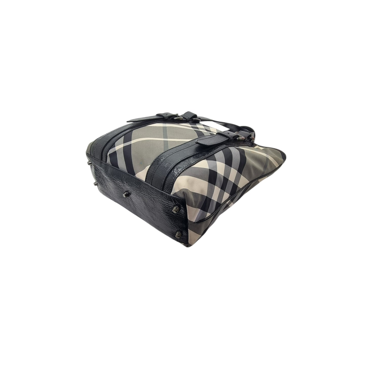 Burberry Beat Check Victoria Nylon Leather Shoulder Bag Shw (Black)