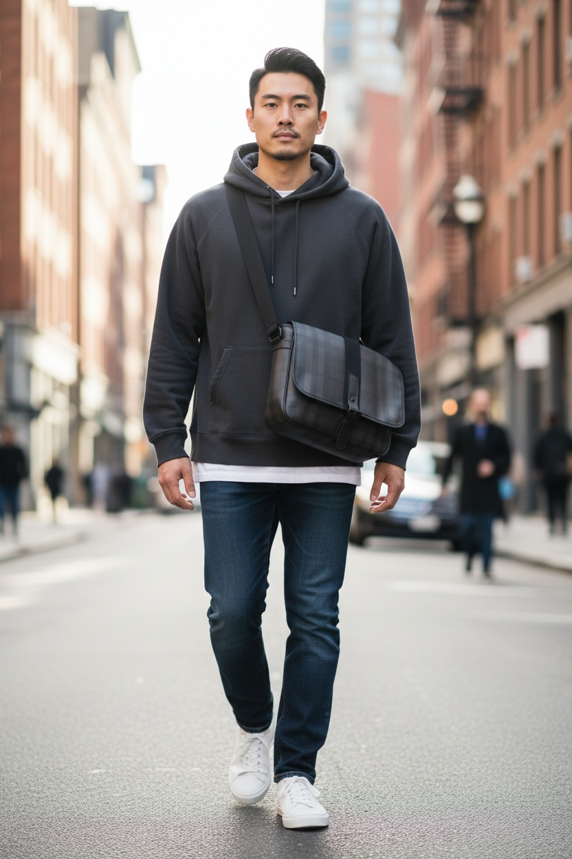Burberry Smoked Check Canvas Messenger Bag Bhw (Black/Brown)