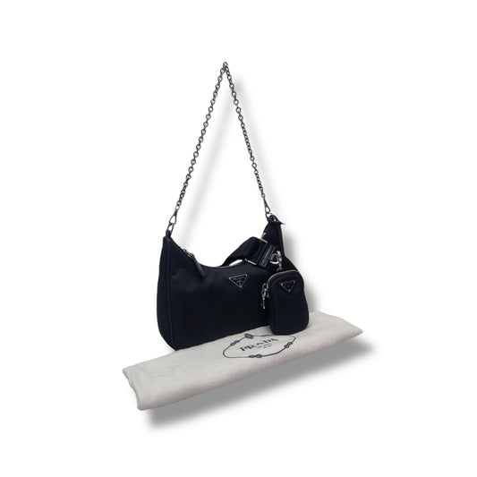 Prada 1BH204 Re-Edition 2005 Nylon Mini Bag W/Pouch Shw (Black)