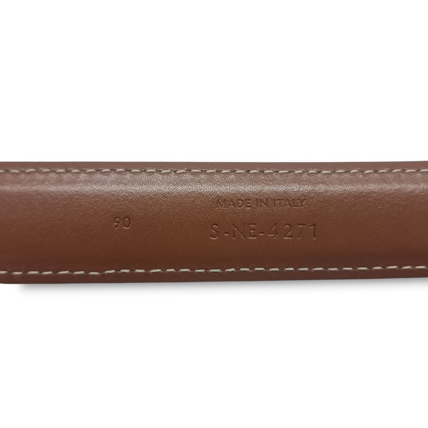 Celine Belt Triomphe Medium Canvas & Leather Ghw (Tan/Brown)