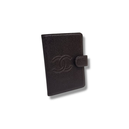 Chanel Vintage Timeless Agenda Cover Grain Leather Ghw (Dark Brown)
