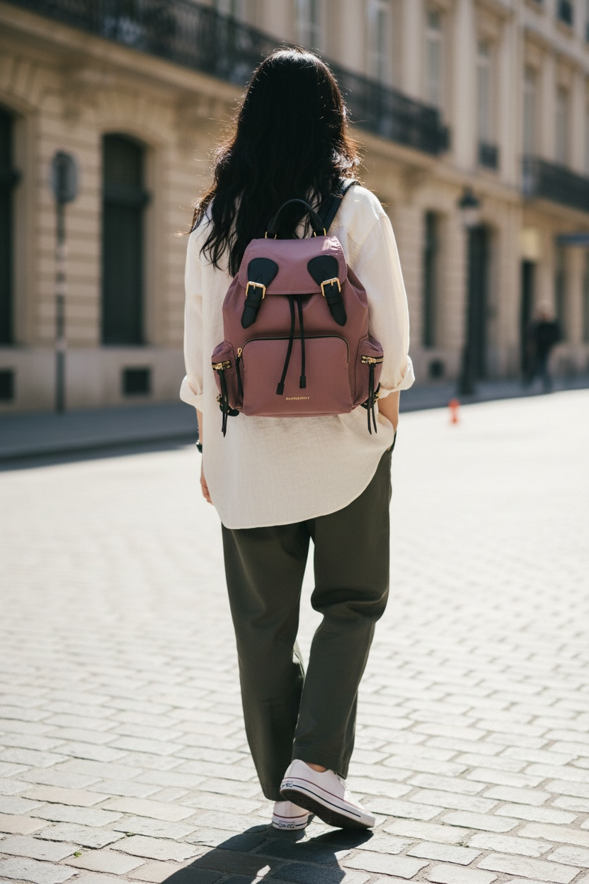 Burberry Prorsum Nylon Rucksack Backpack Ghw (Mauve Pink)
