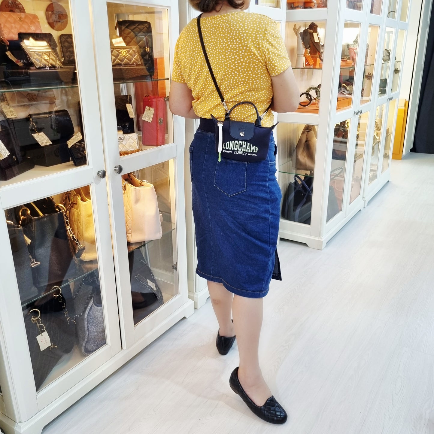 Longchamp Le Pliage Universel Cotton Jersey Pouch W/Handle Shw (Marine/Blue)