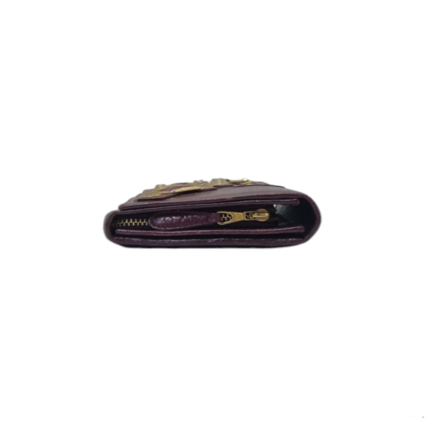Balenciaga Bifold Continental Leather Long Wallet (Burgundy)