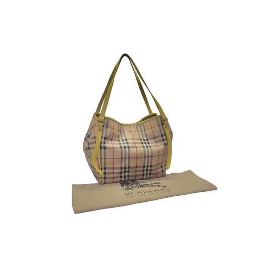 Burberry Haymarket Check Canterbury Canvas Hobo Bag Ghw (Yellow)