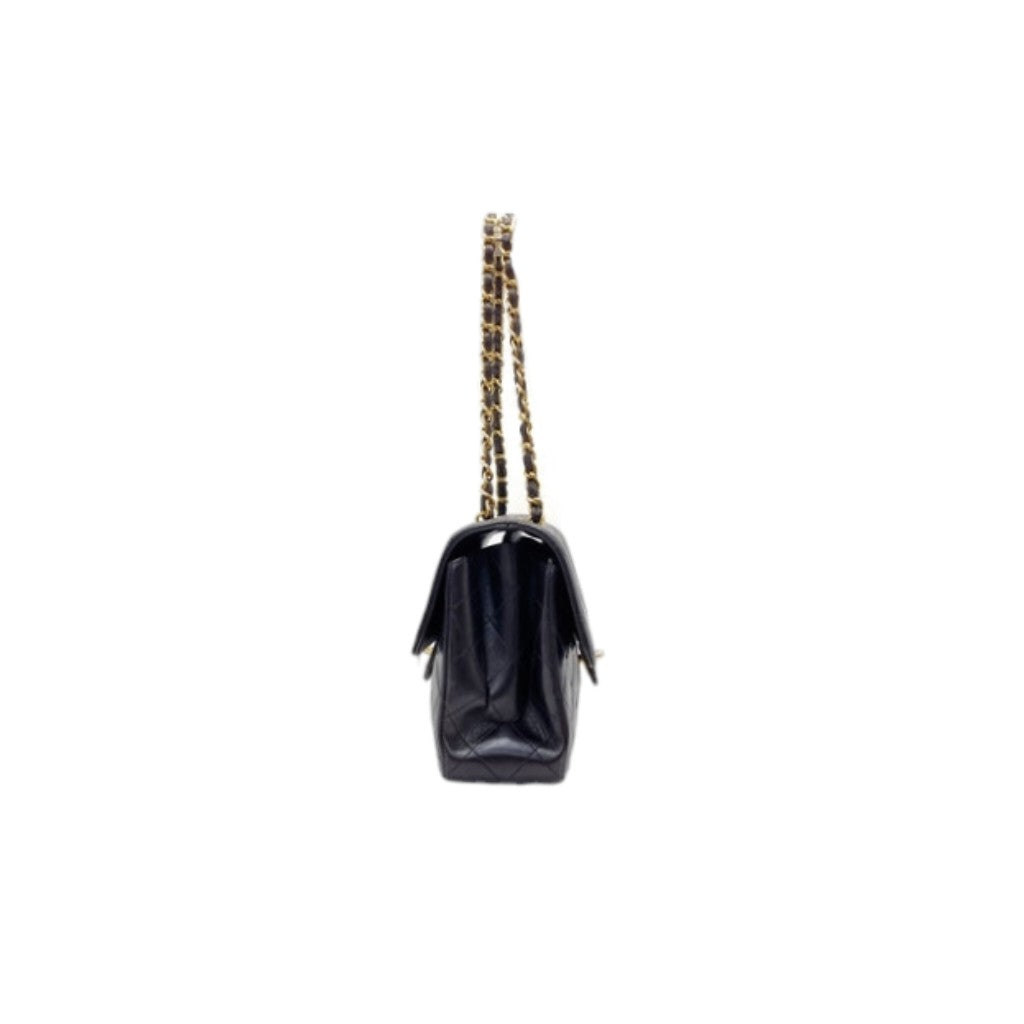 "RARE" Chanel Vintage Classic Double Sided Flap Medium Lambskin Ghw (Black)