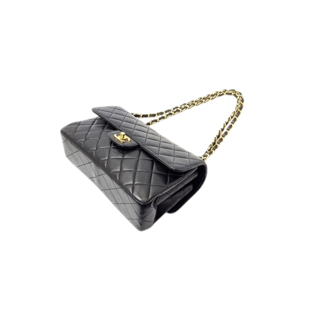 "RARE" Chanel Vintage Classic Double Sided Flap Medium Lambskin Ghw (Black)