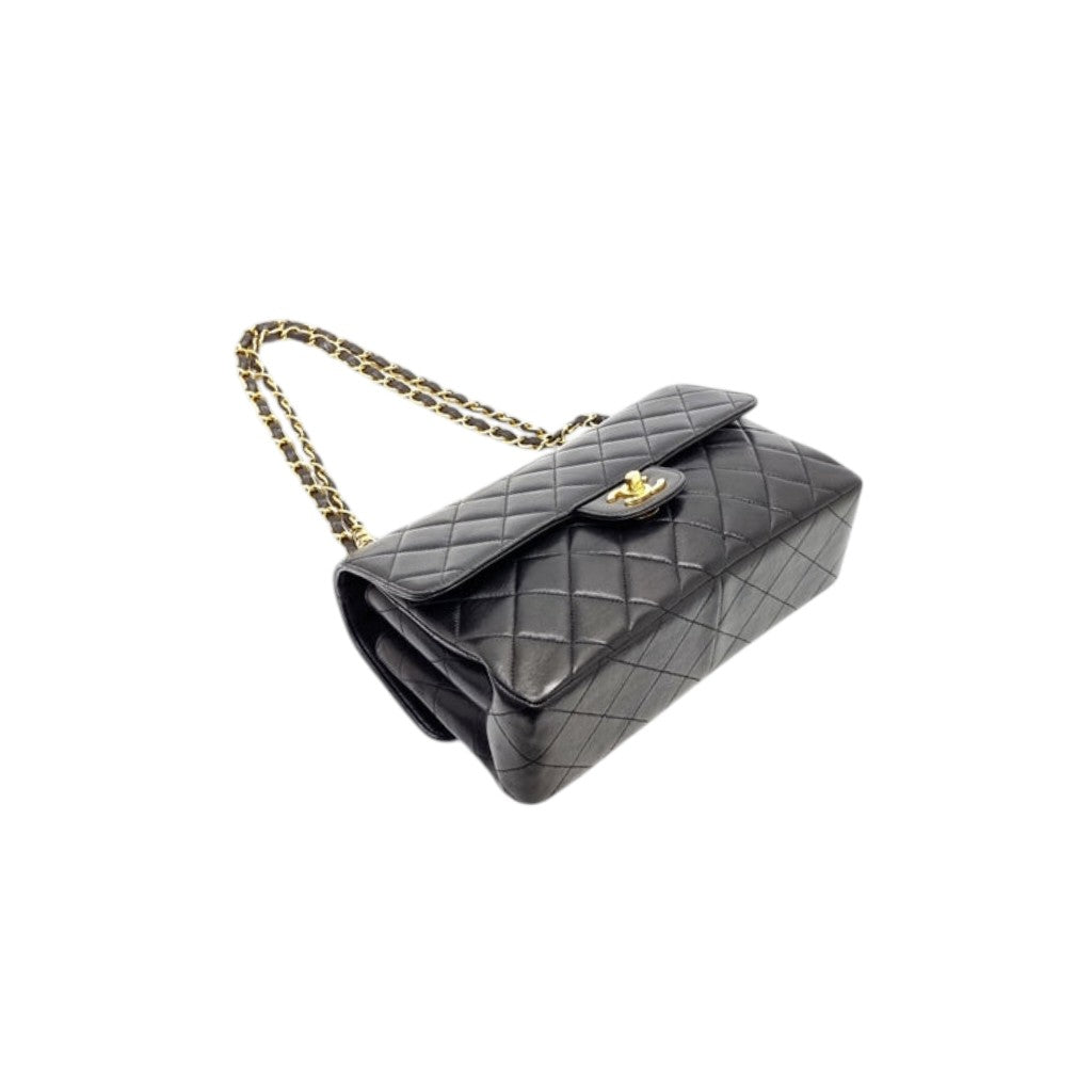 "RARE" Chanel Vintage Classic Double Sided Flap Medium Lambskin Ghw (Black)
