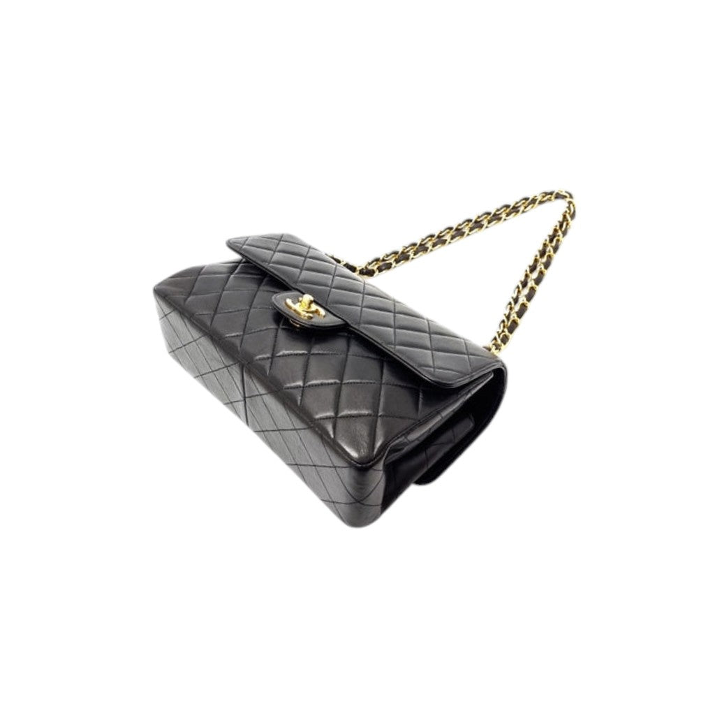 "RARE" Chanel Vintage Classic Double Sided Flap Medium Lambskin Ghw (Black)