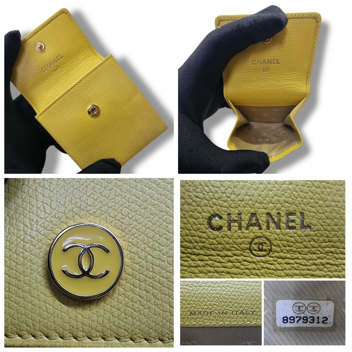 Chanel Coco Button Coin Purse Calfskin Leather Ghw (Yellow)
