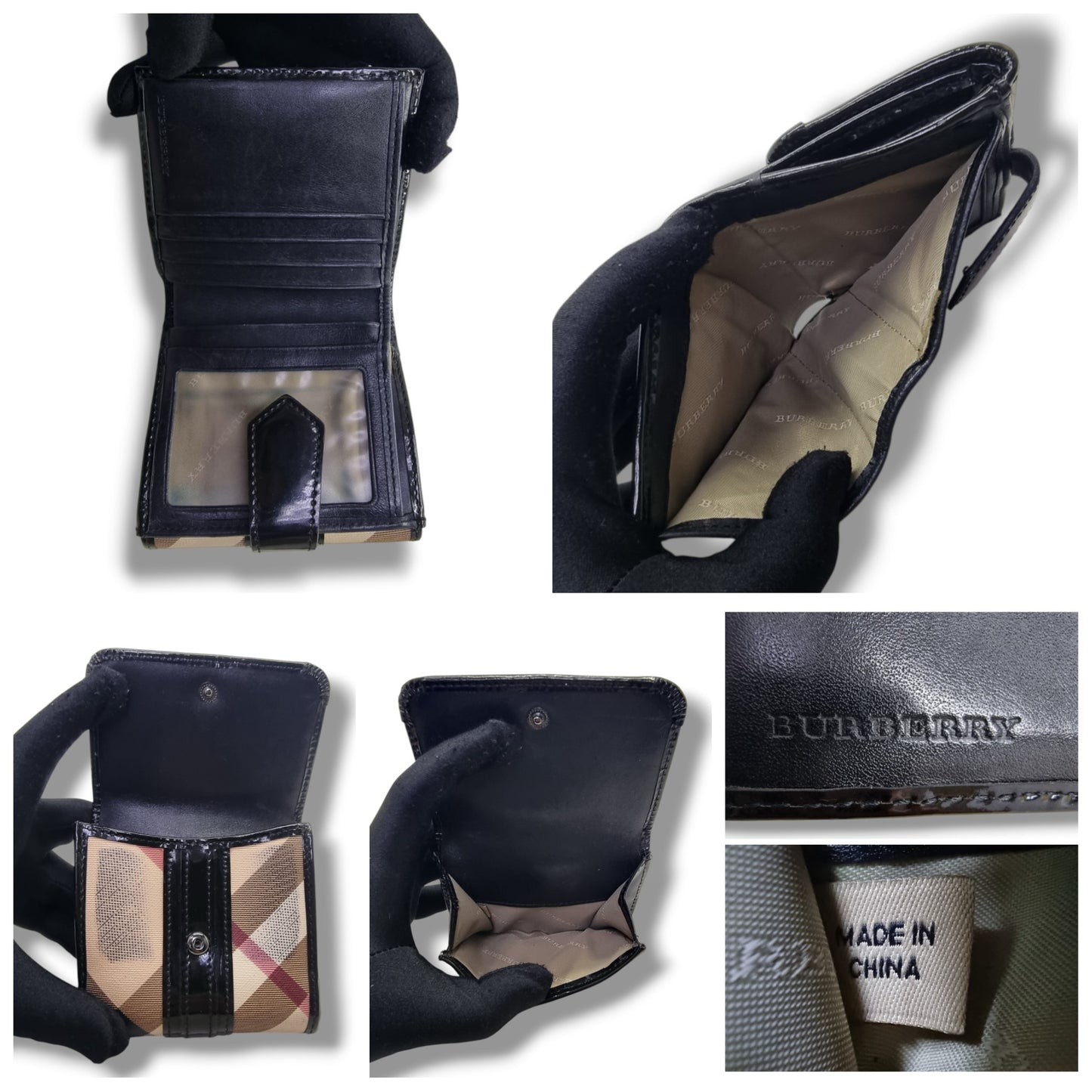 Burberry Supernova Check Canvas Compact Wallet Shw (Black)