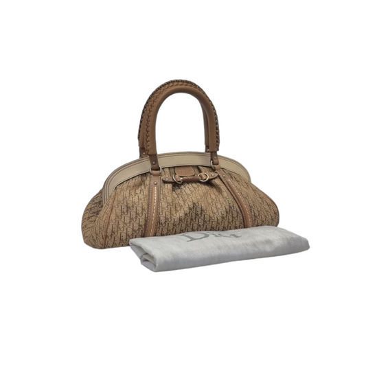 Christian Dior Bowler Canvas & Leather Top Handle Shw (Brown/Beige)