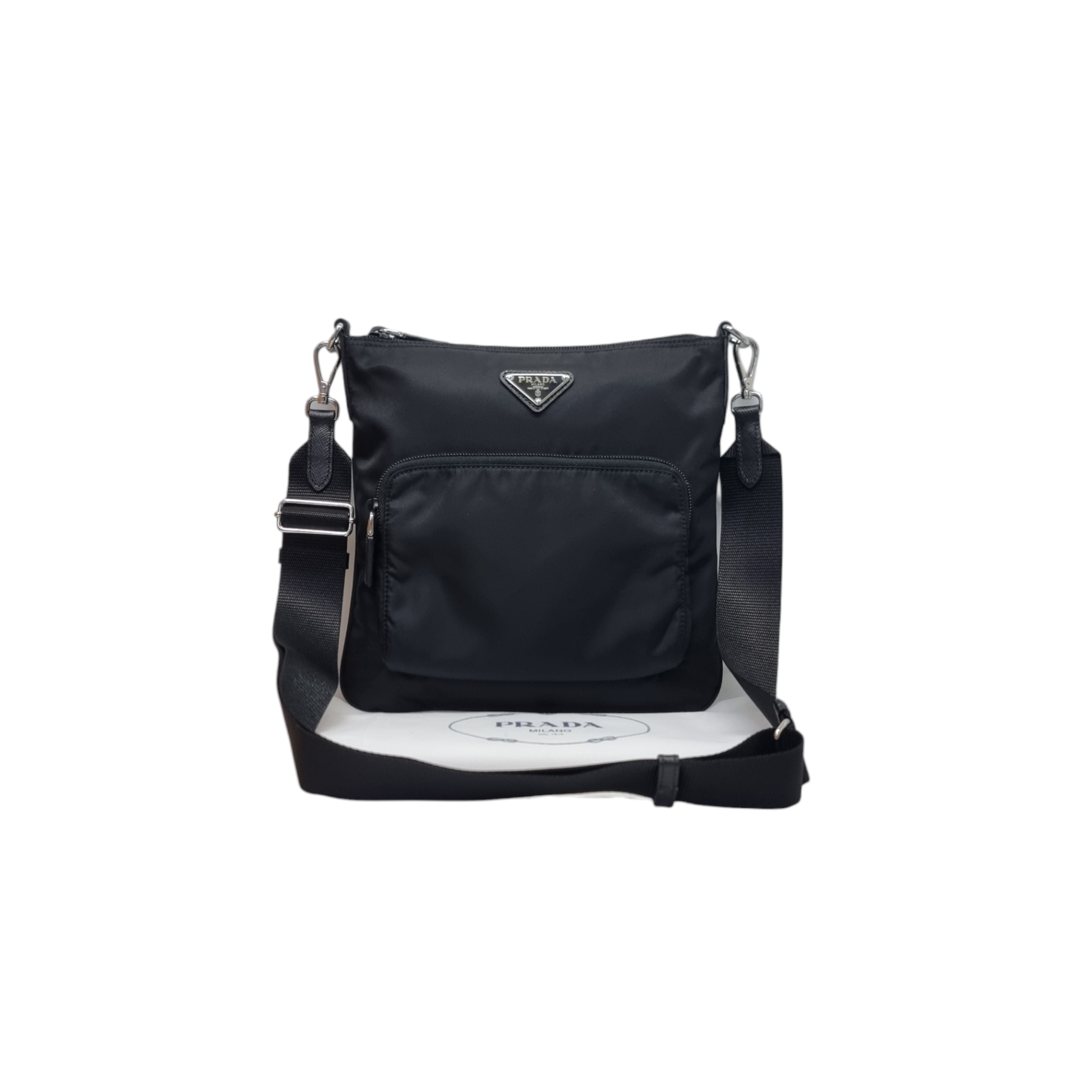 Prada 1BH716 Nylon Sling Bag Shw (Black) – ValiseLaBel