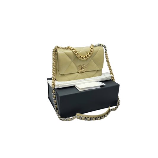 Chanel C19 Flap Small 26 Goatskin Leather 3 Tone Hardware (Pistacchio Green)