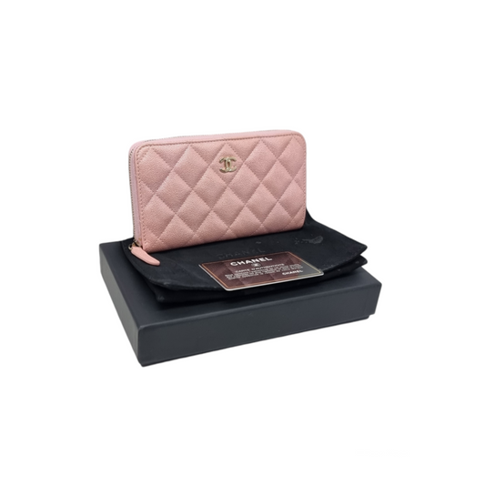 Chanel Zippy Wallet Iridescent Caviar Ghw (Pink)