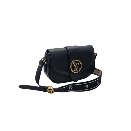 Louis Vuitton Pont 9 Soft MM Grained Calfskin Ghw (Black)