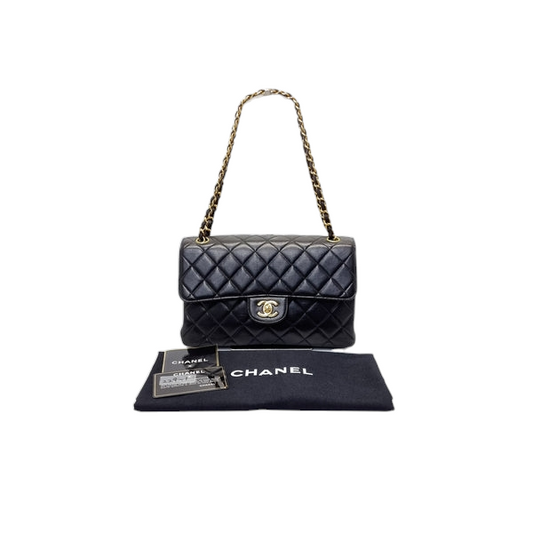 "RARE" Chanel Vintage Classic Double Sided Flap Medium Lambskin Ghw (Black)
