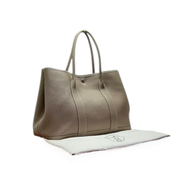 Hermes Garden Party 36 Negonda Pebbled Leather Palladium Coated Hw (Etoupe)