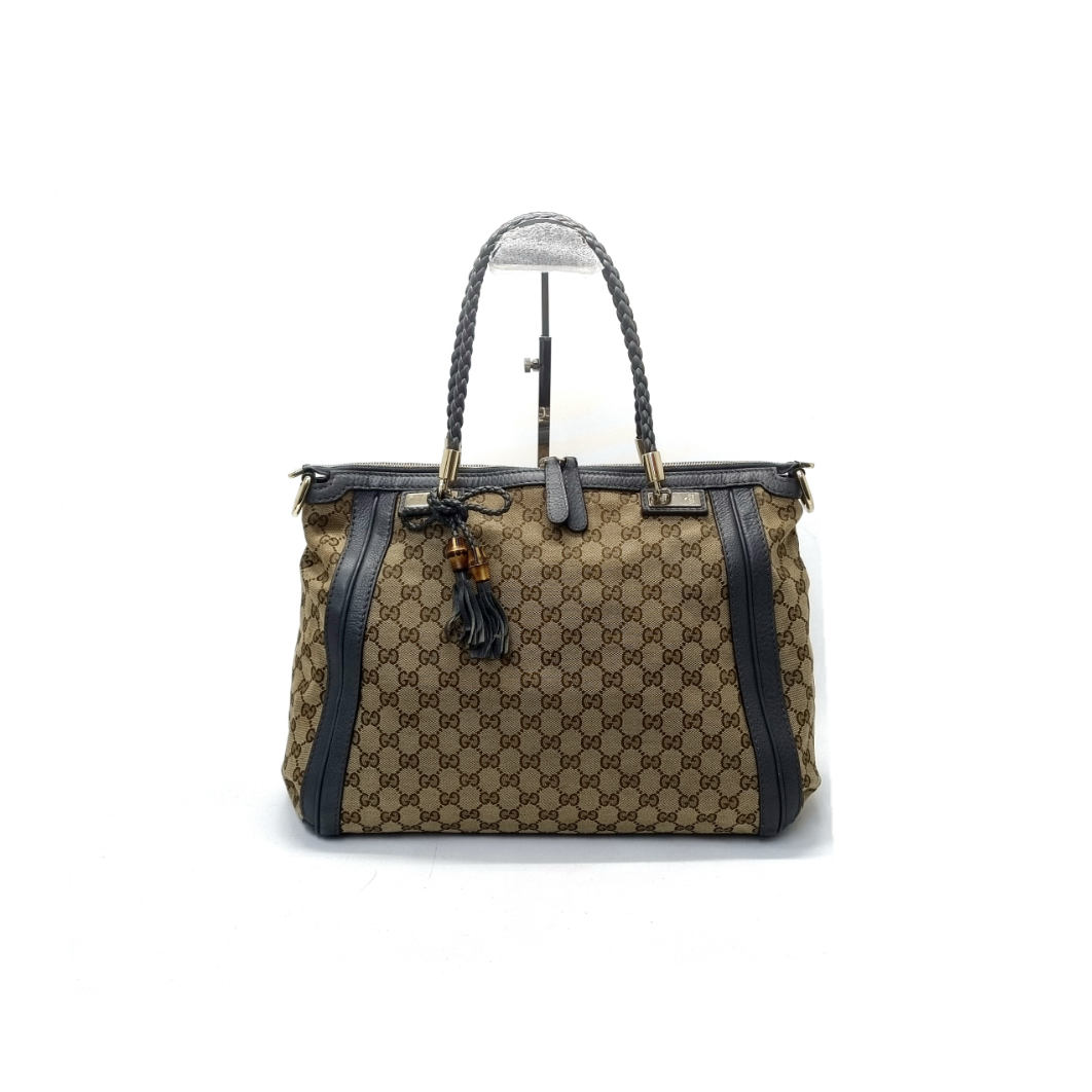 Gucci Bella Canvas Leather Shoulder Bag Ghw (Monogram Grey