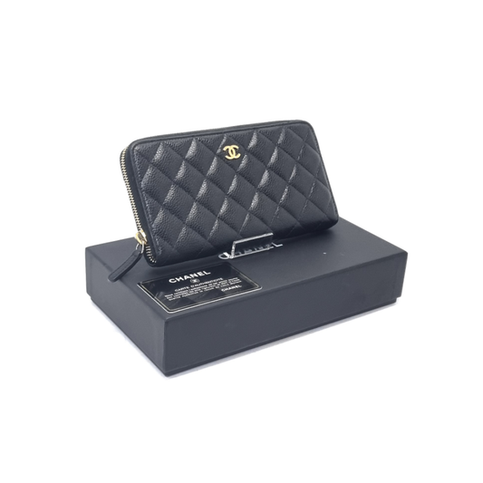 Chanel Zippy Wallet Long Caviar Ghw (Black)