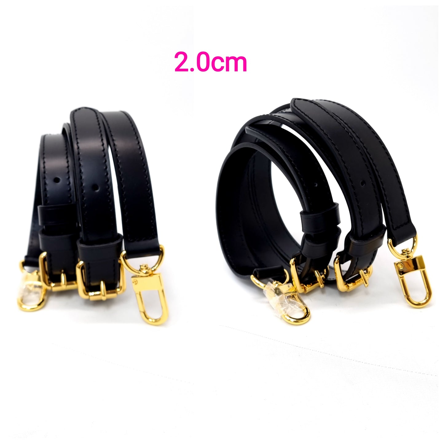 VLB Bag Strap Leather Adjustable Black Ghw