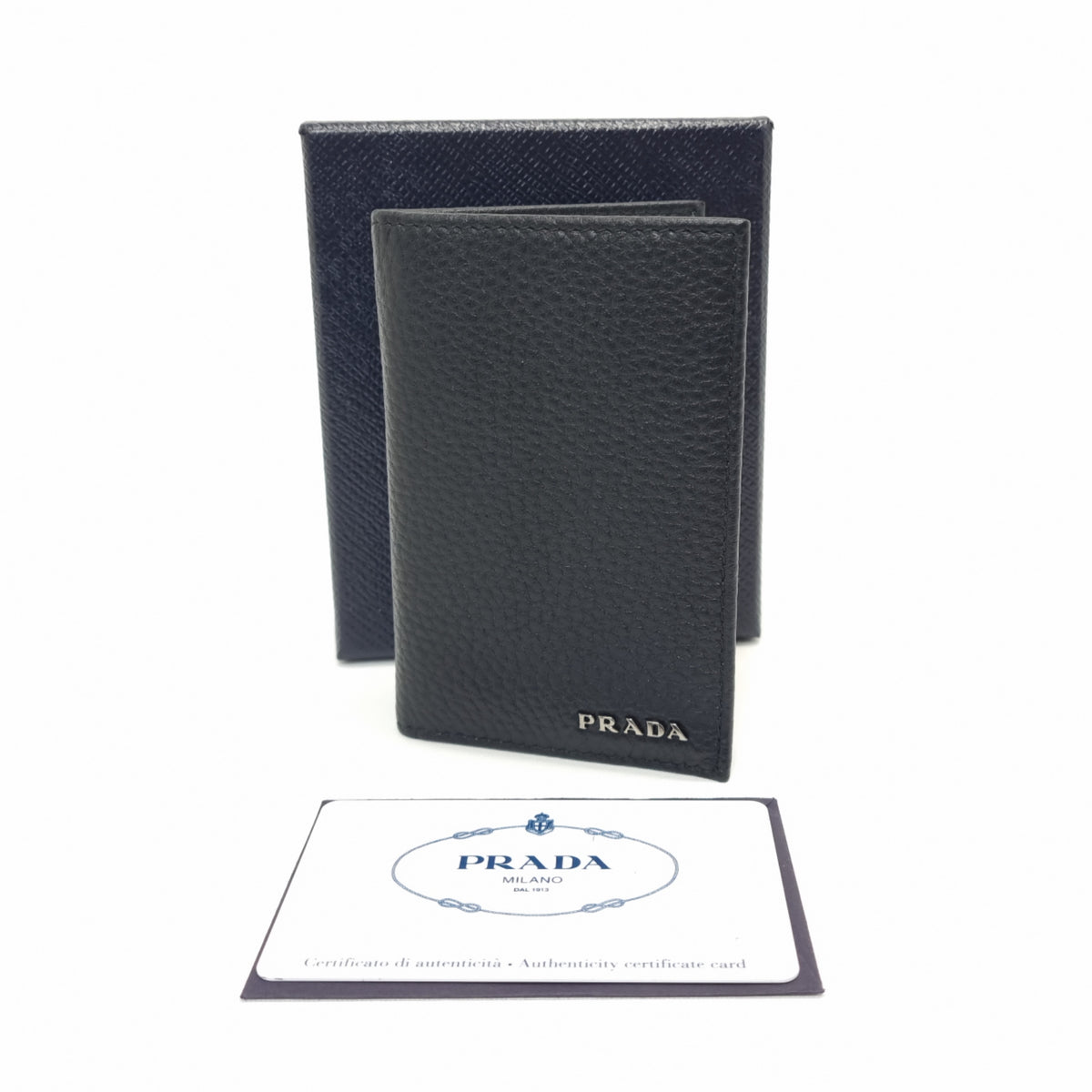 New Prada Men's Saffiano Leather Vertical Card Black Holder 2MC101