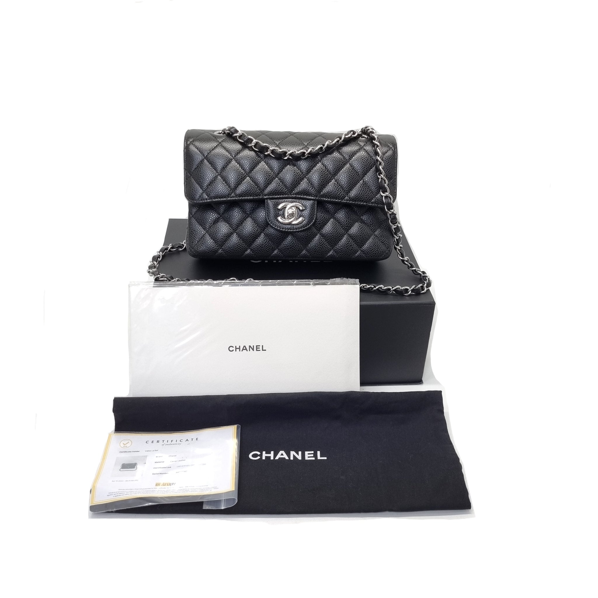 Chanel Classic Small Double Flap Caviar Shw (Black)