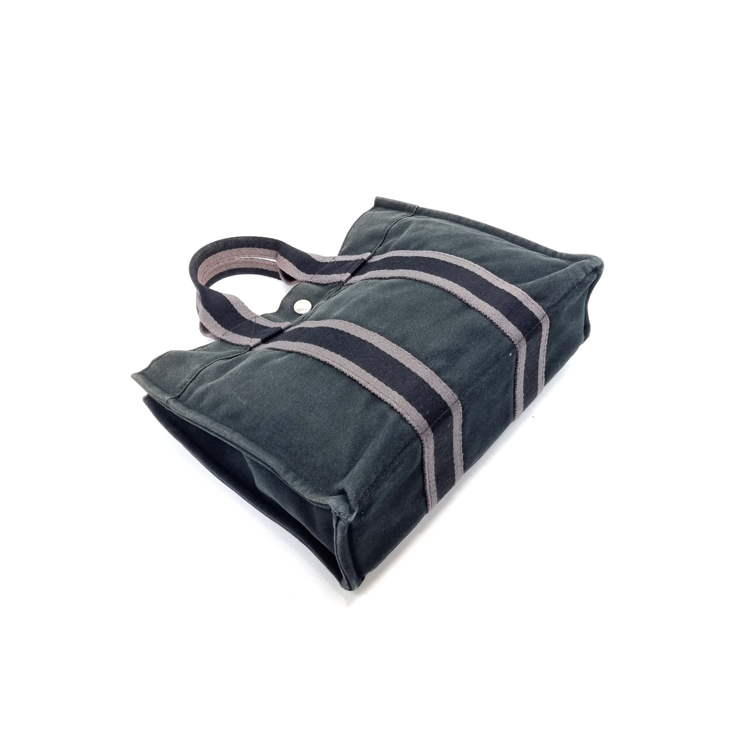 Hermes Fourre Tout PM Canvas Top Handle Phw (Black/Grey)