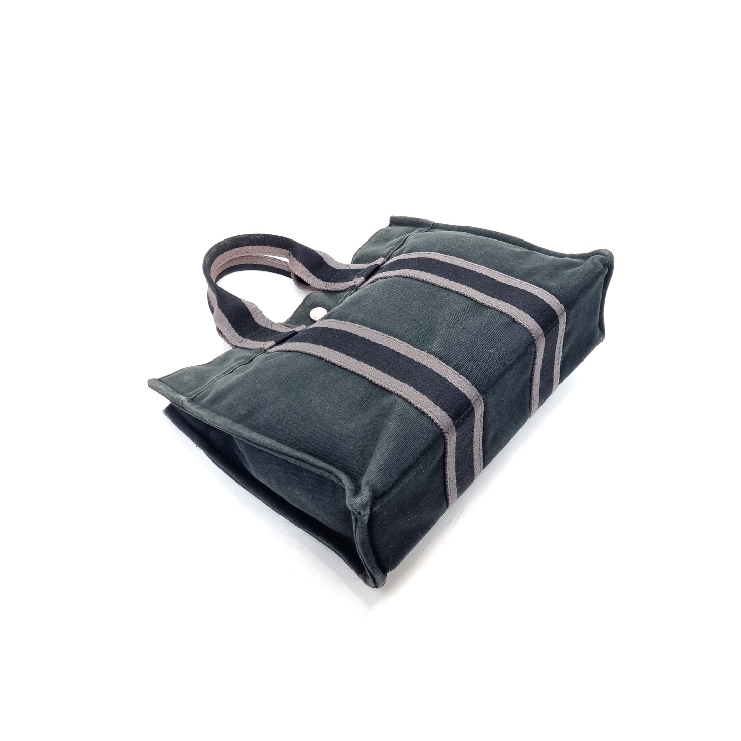Hermes Fourre Tout PM Canvas Top Handle Phw (Black/Grey)