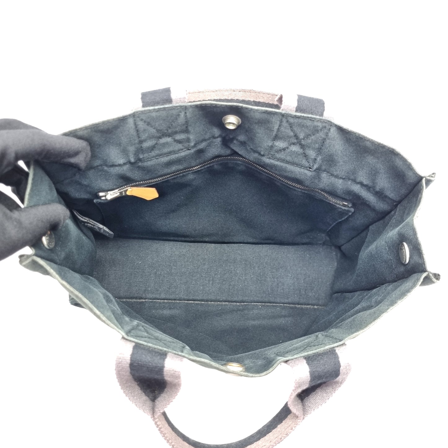 Hermes Fourre Tout PM Canvas Top Handle Phw (Black/Grey)