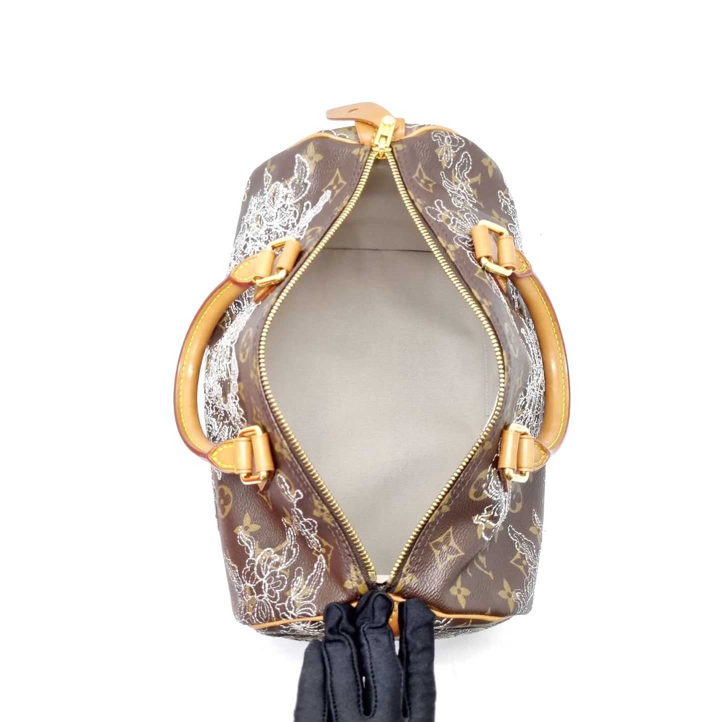 Louis Vuitton Speedy 30 Limited Edition Silver Dentelle Monogram Ghw