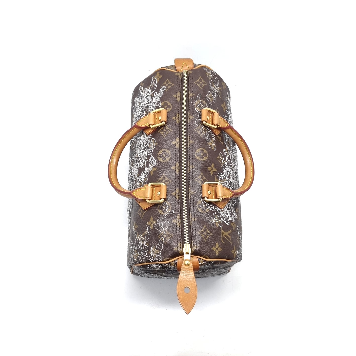 Louis Vuitton Speedy 30 Limited Edition Silver Dentelle Monogram Ghw