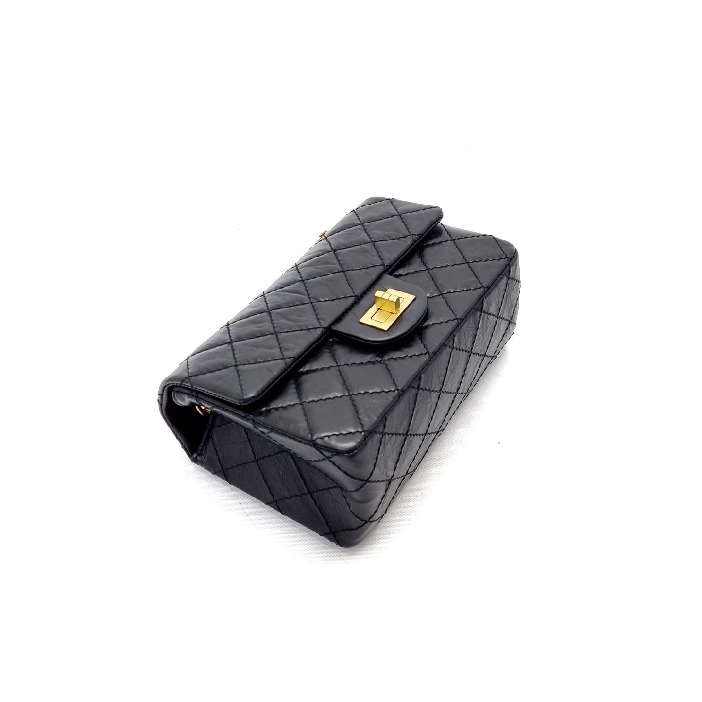 Chanel Reissue Mini 2.55 Aged Calfskin Leather Ghw (Black)