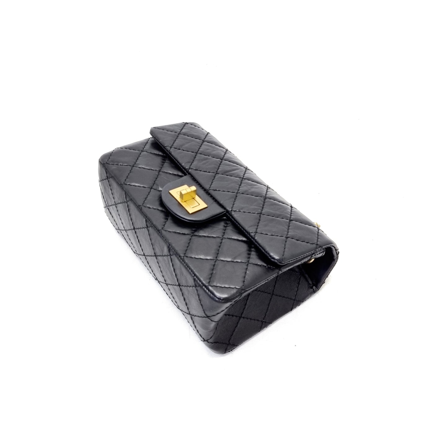 Chanel Reissue Mini 2.55 Aged Calfskin Leather Ghw (Black)