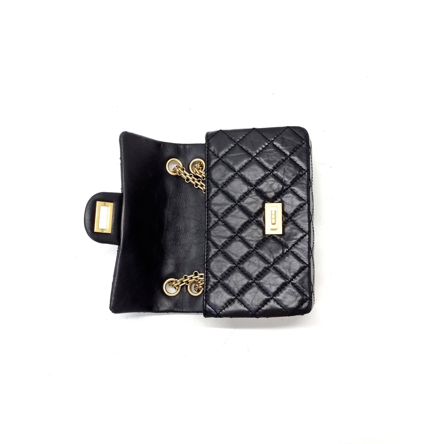 Chanel Reissue Mini 2.55 Aged Calfskin Leather Ghw (Black)