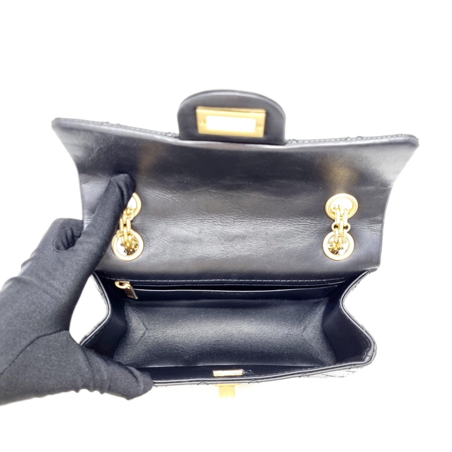 Chanel Reissue Mini 2.55 Aged Calfskin Leather Ghw (Black)