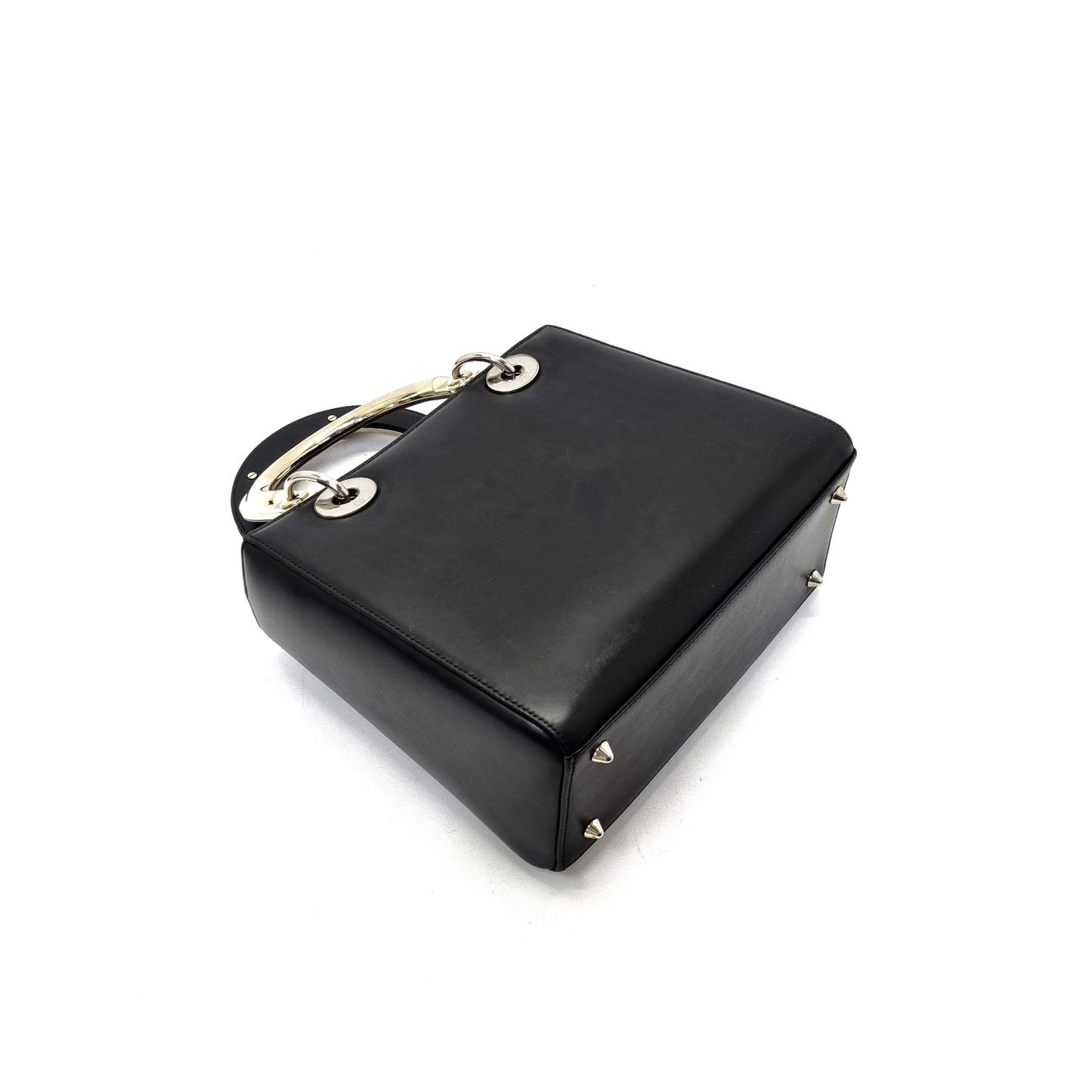 Christian Dior Lady Dior Medium Cannage Lambskin Patch Embellished Shw (Black)