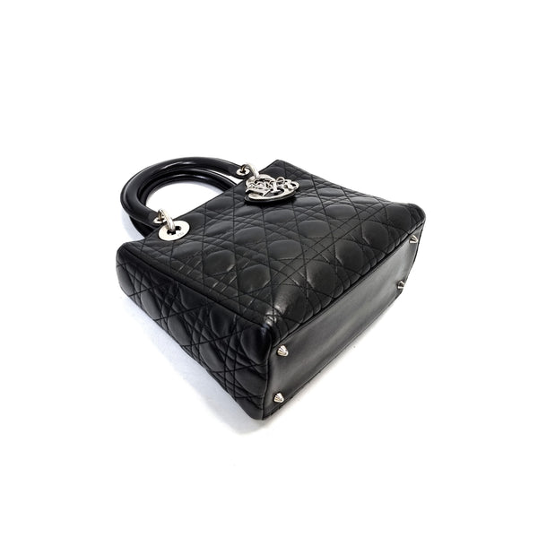 Christian Dior Lady Dior Medium Lambskin Cannage Shw (Black)