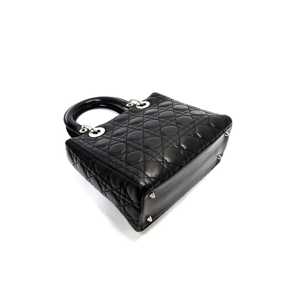 Christian Dior Lady Dior Medium Lambskin Cannage Shw (Black)