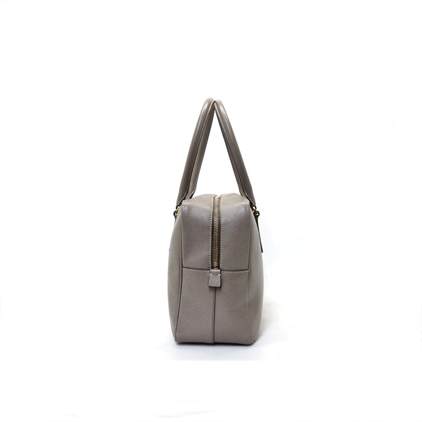 Prada Bauletto Saffiano Leather Medium Ghw (Marble Grey)