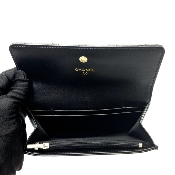 Chanel Flap Wallet Long Lambskin Ghw (Black)