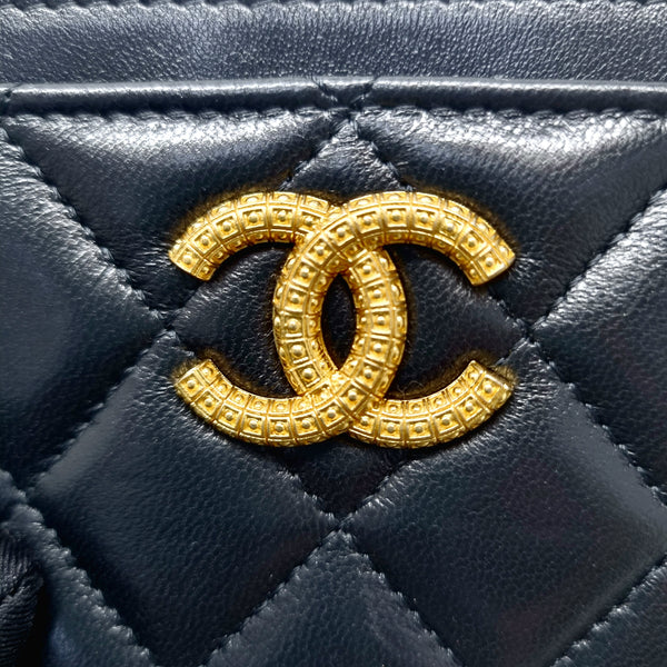 Chanel Card Holder Lambskin Ghw (Black)