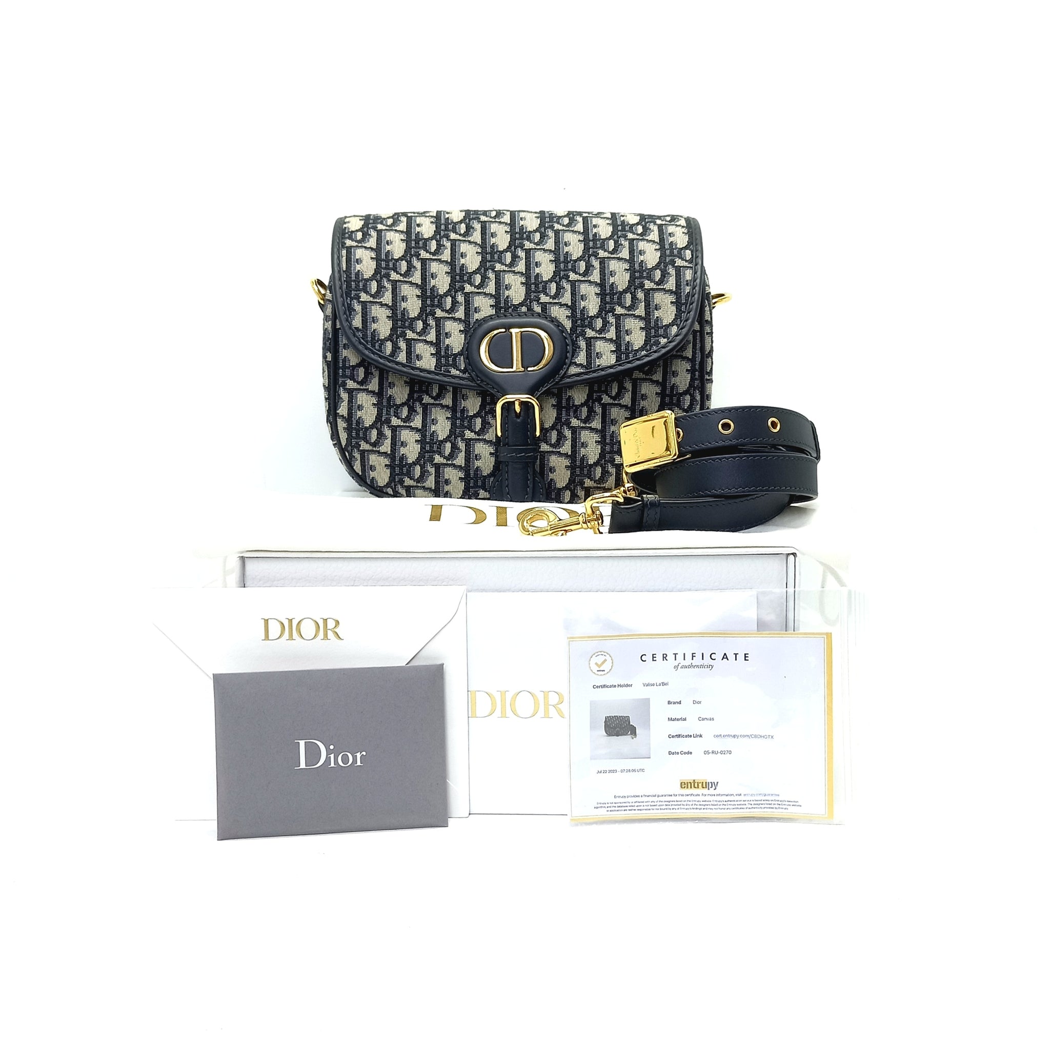 Dior 30 Montaigne Box Bag Blue Dior Oblique Jacquard GHW